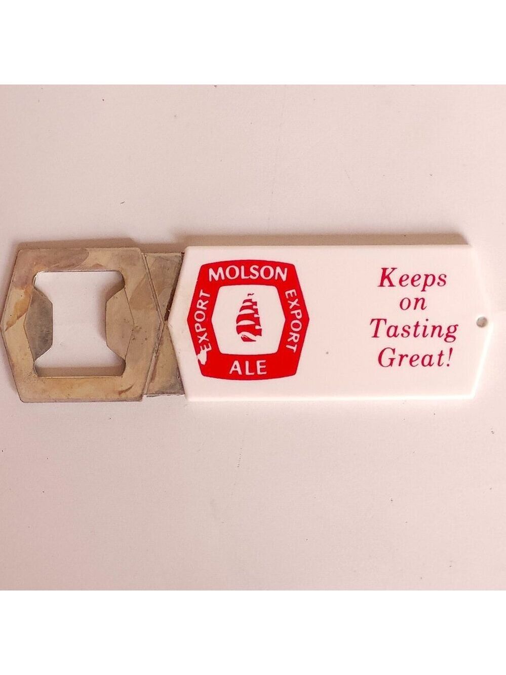 VINTAGE Molson Export Ale Bottle Opener "Keeps on Tasting Great"